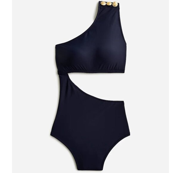 NWT J.CREW Cutout one-piece full-coverage swimsuit with buttons - Picture 1 of 3